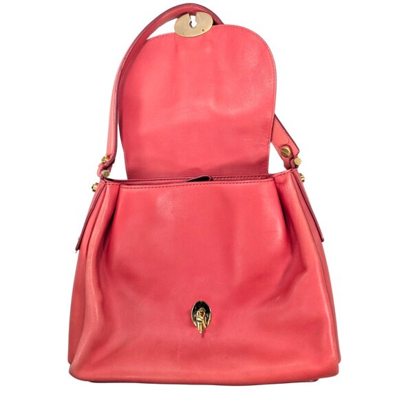 Ellen Tracy Barbie Pink Leather Turn Lock Flap Cover Shoulder Bag - Picture 8 of 12